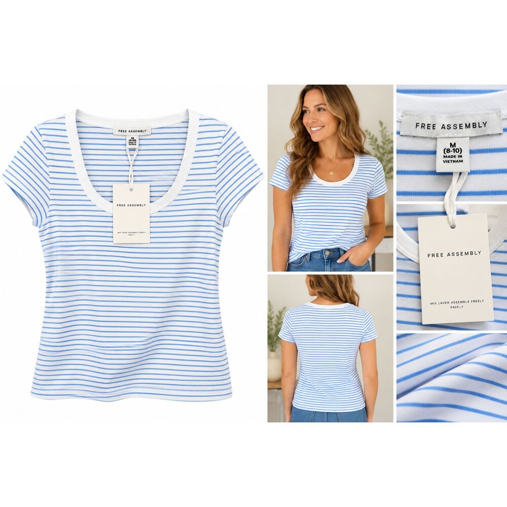 Free Assembly Striped Tee – New With Tags – Size M (8–10)